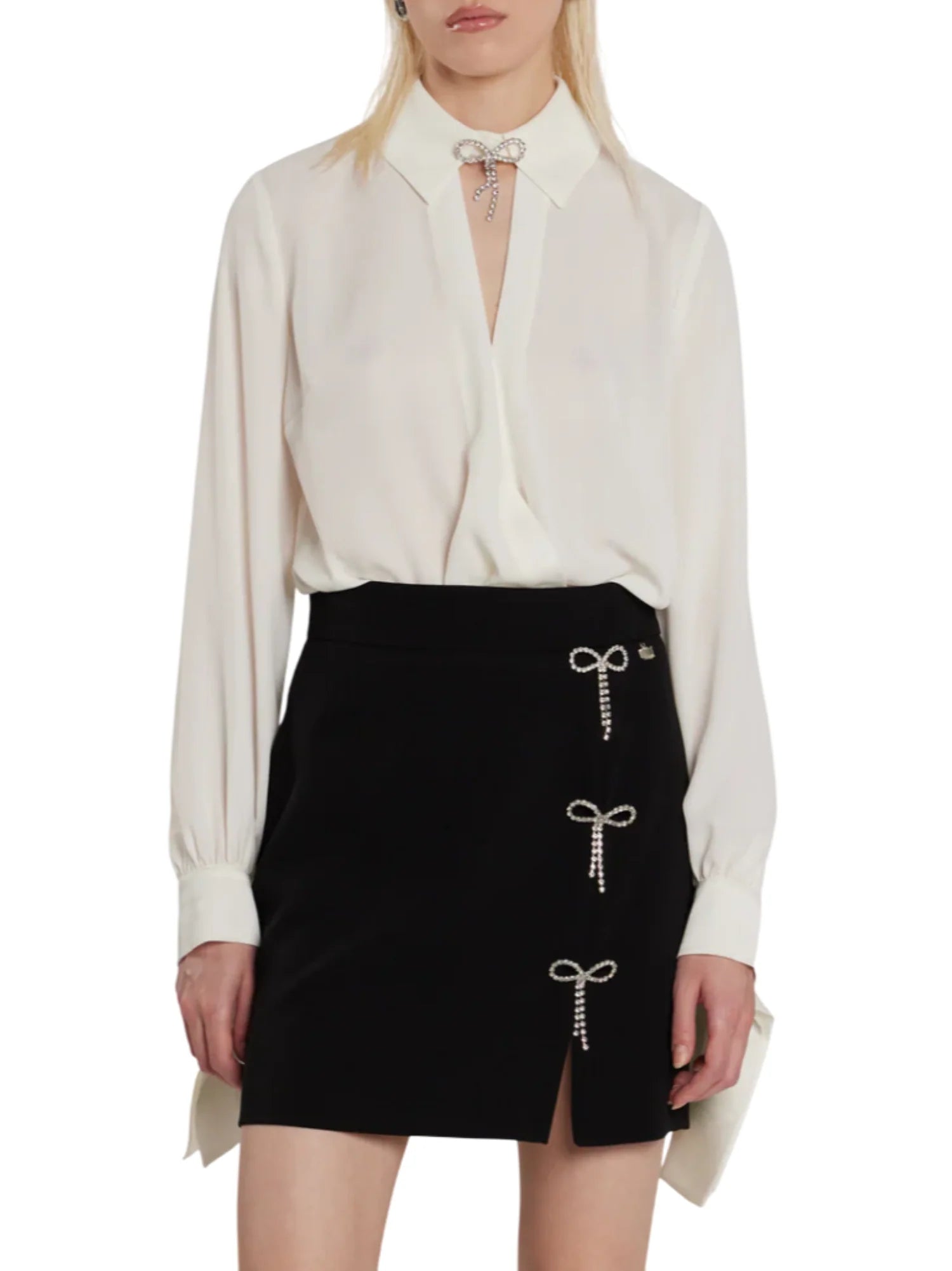 Relish blusa body Barber con fiocco gioiello bianco latte BARBER 1101 RELISH 
