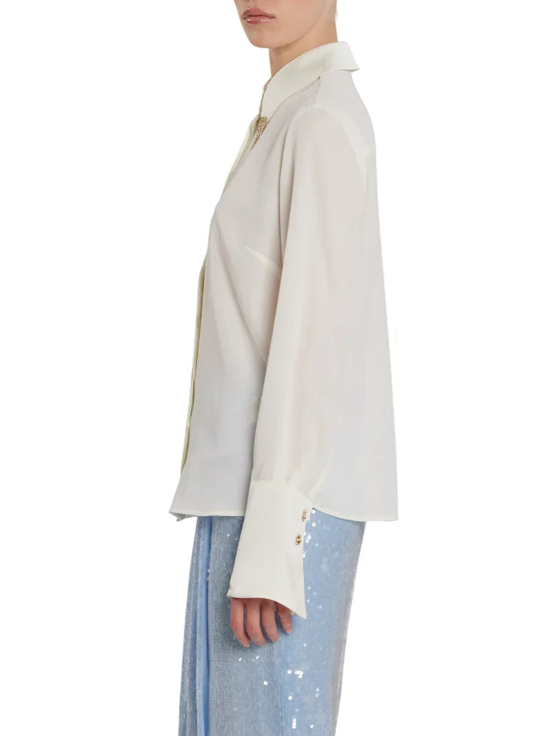 Relish camicia Ghini manica lunga con dettagli gioiello bianco latte GHINI 1101 RELISH 