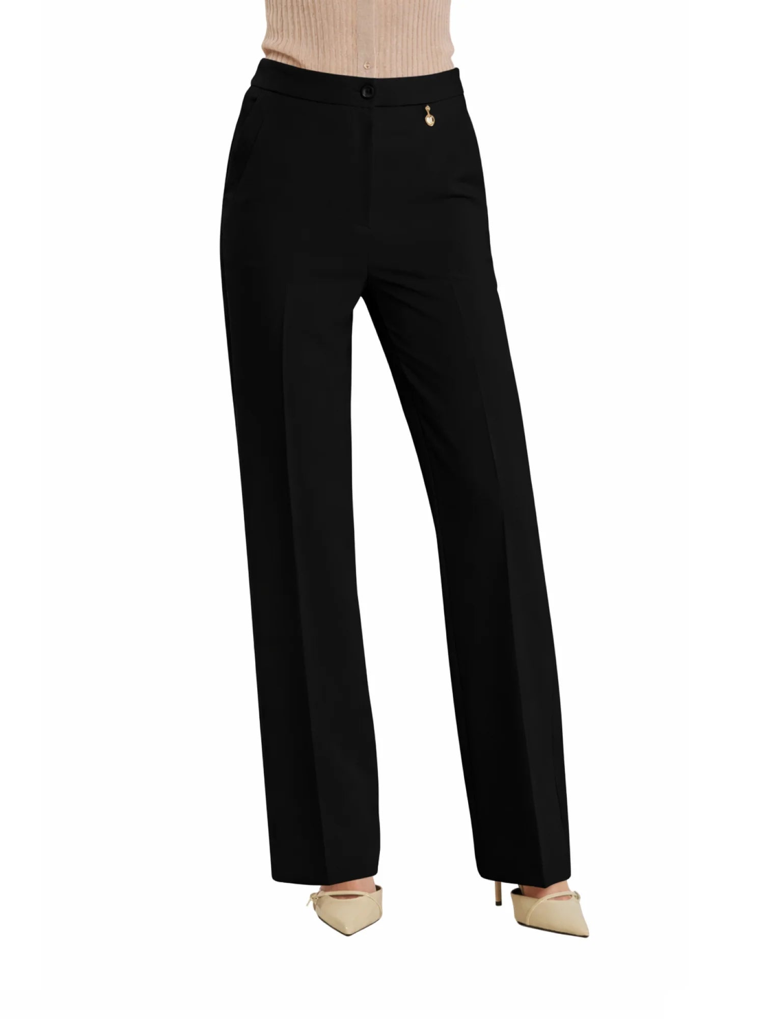 Relish pantaloni flare vita alta Indianapolis nero INDIANAPOLIS 1199 RELISH 