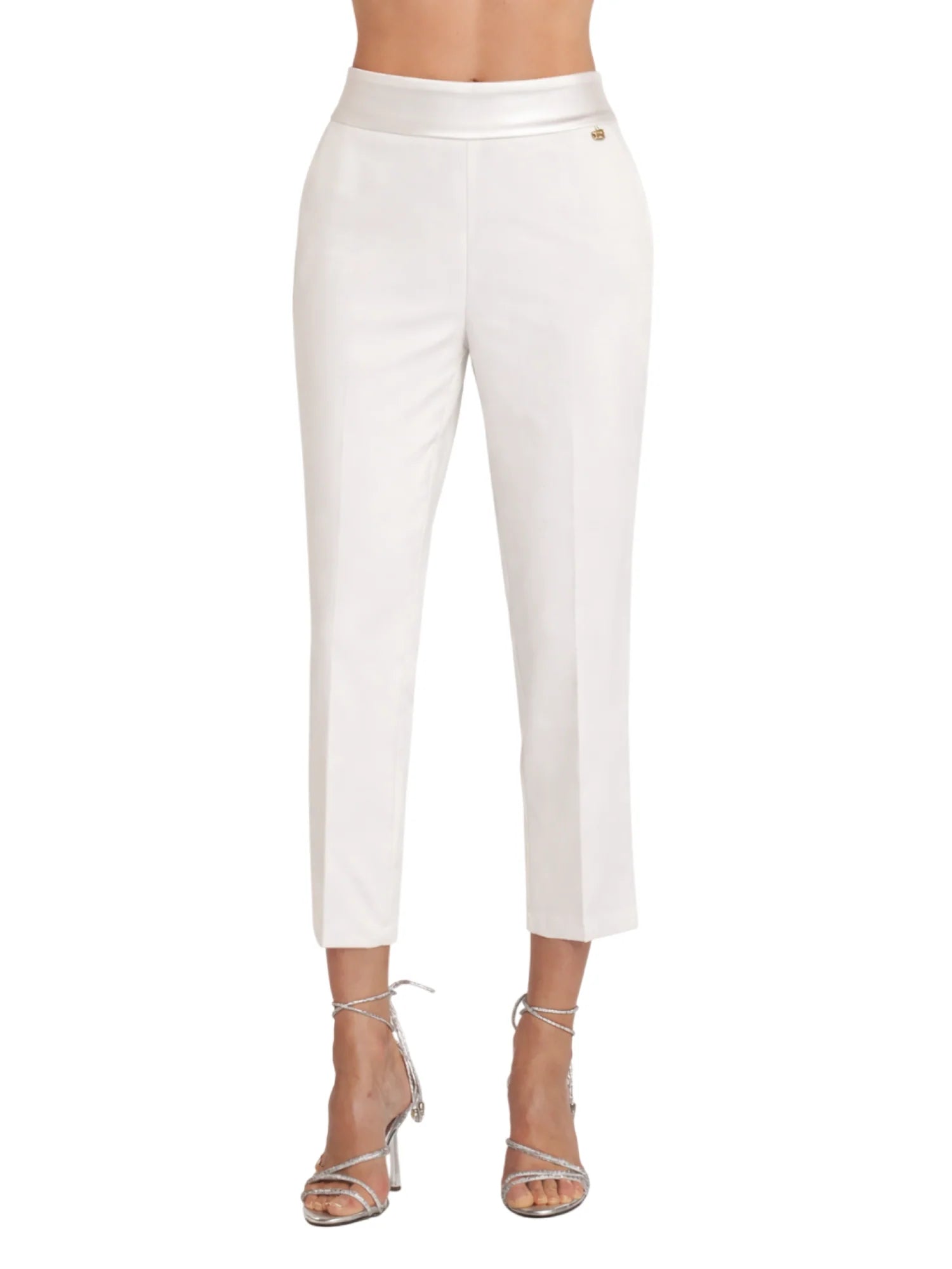 Relish pantaloni slim Nantes con banda satin avorio NANTES-C 1101 RELISH 