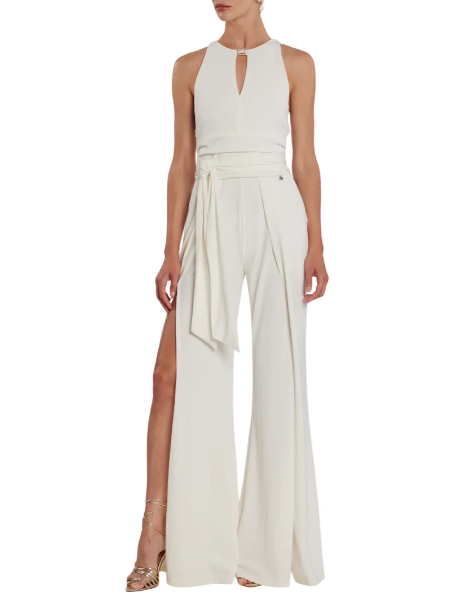 Relish tuta jumpsuit lungo Ponky con spacchi bianco latte PONKY-A 1101 RELISH 