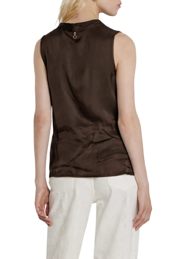 Relish blusa smanicata Wolfy in raso marrone WOLFY 2959 RELISH 