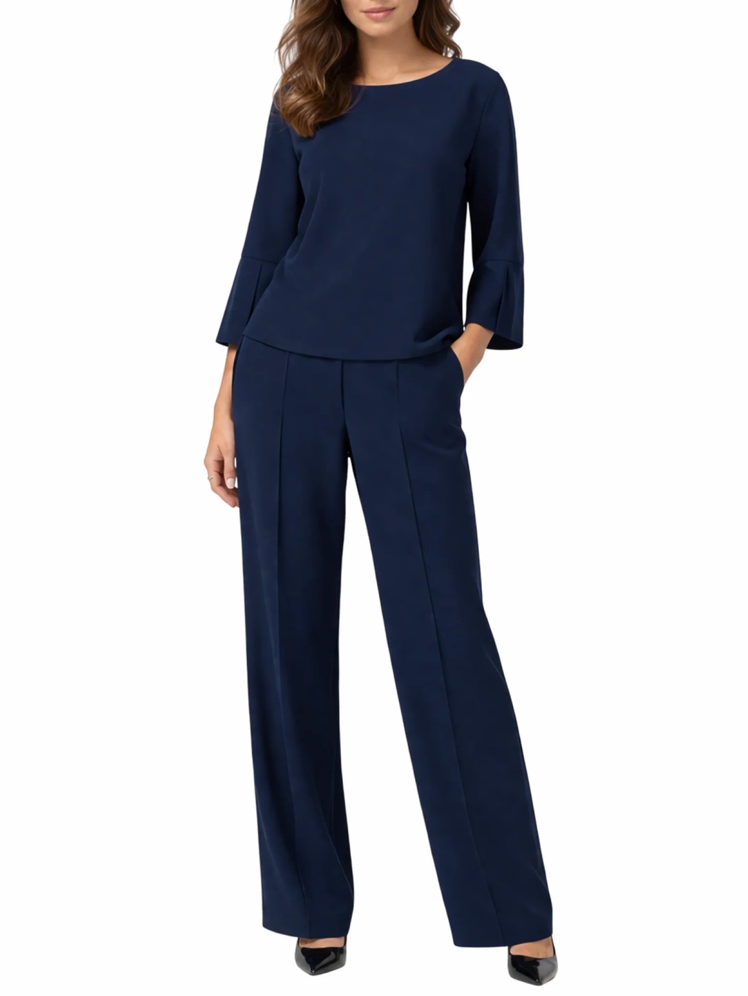 Sandro Ferrone completo donna blusa e pantaloni blu S15XBFCRISTINA BLU Sandro FERRONE 