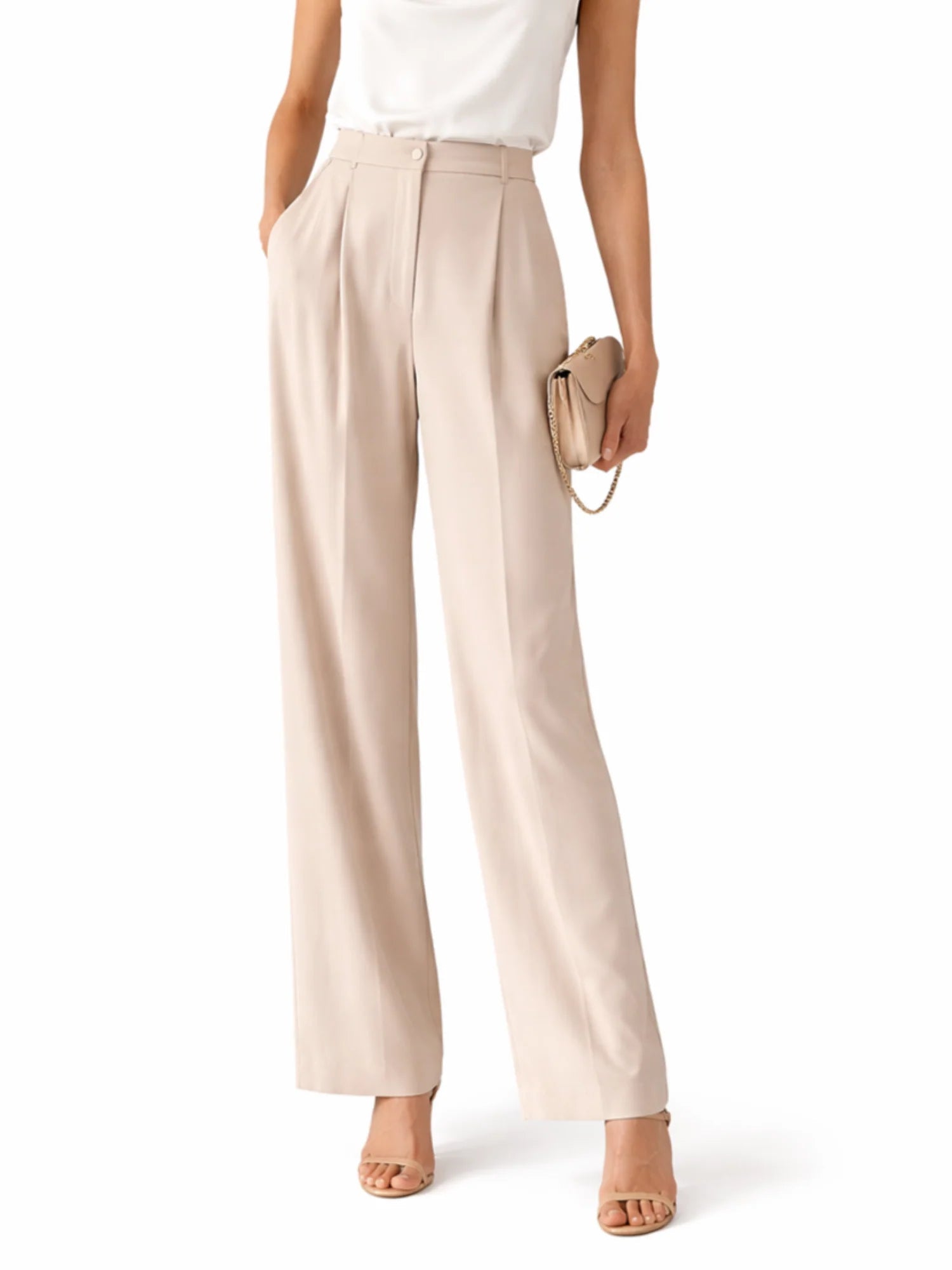 Sandro Ferrone pantaloni palazzo donna con pinces beige chiaro S23XBFBABILONIO SABBIA Sandro FERRONE 