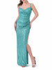 Silence abito lungo Radiant con paillettes verde acqua