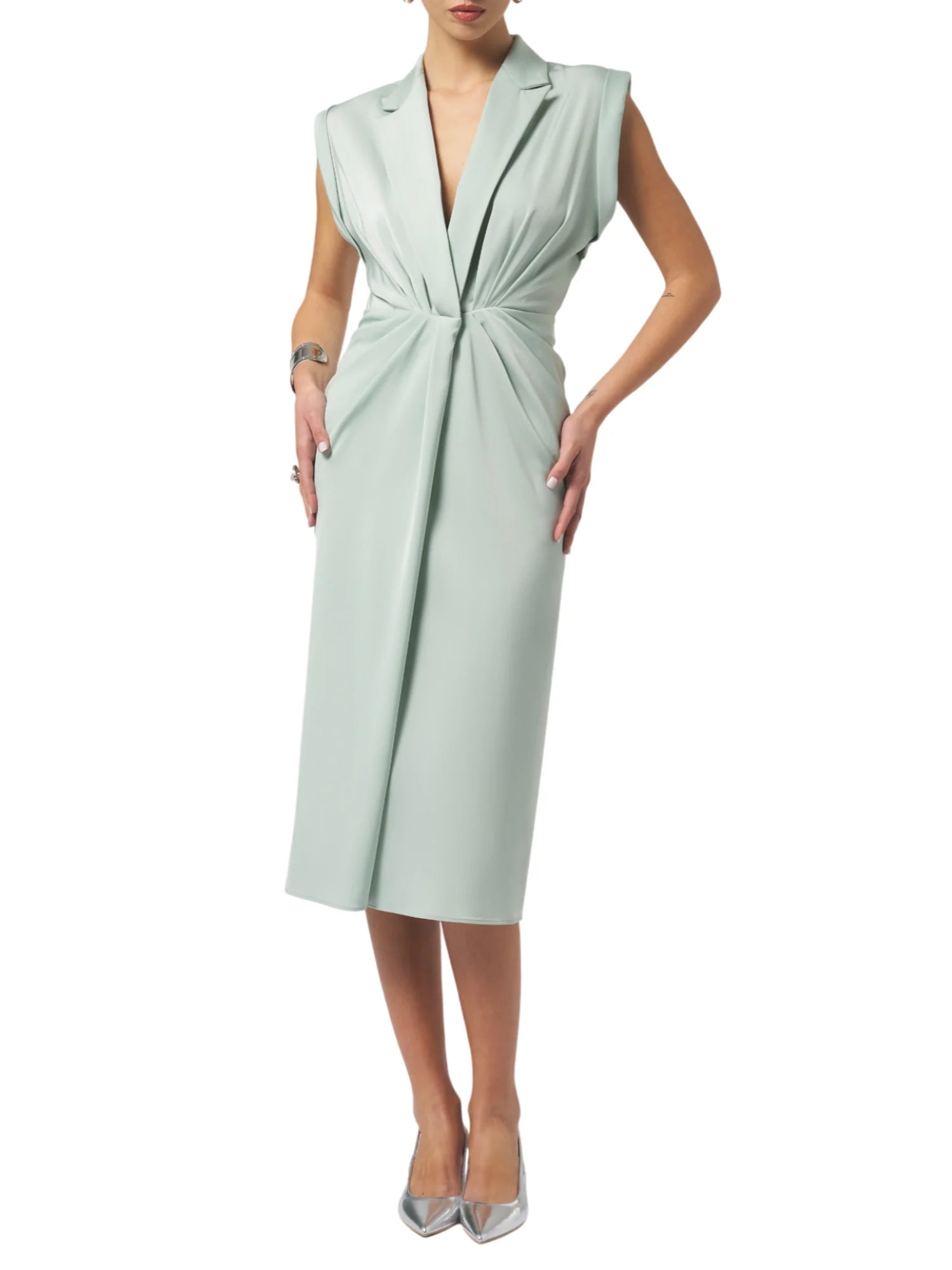 Silence abito midi Eveline satin verde acqua AB4241 TROPICAL GREEN SILENCE 
