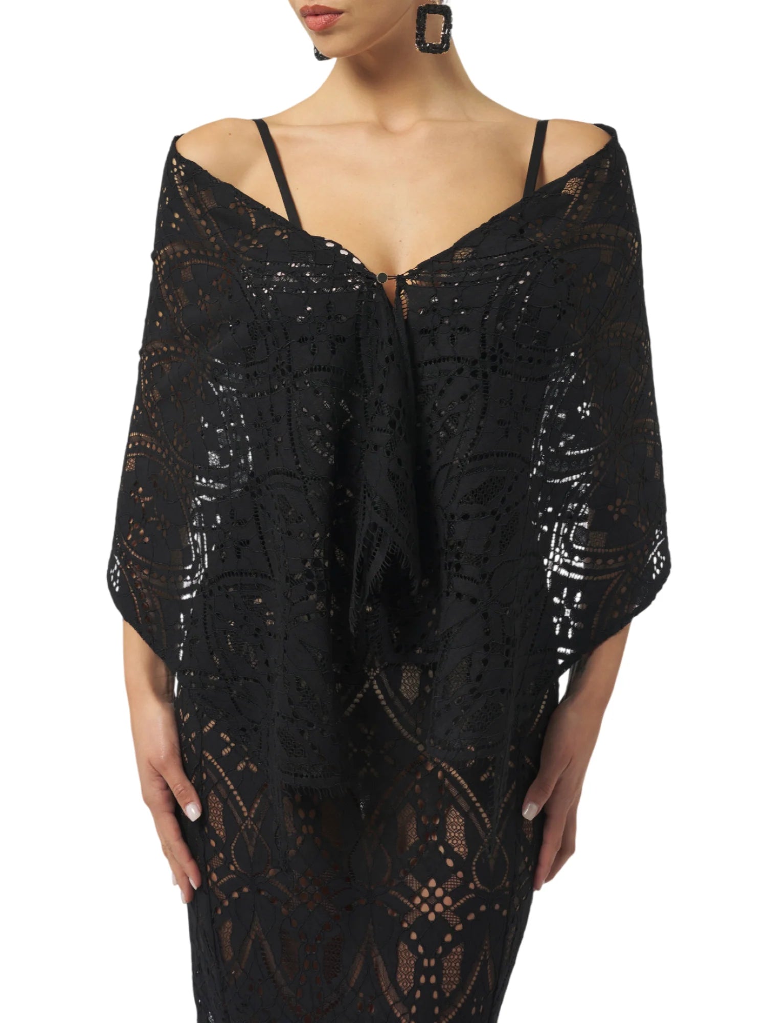 Silence stola donna Bloom in pizzo nero BLOOM LACE BLACK SILENCE 