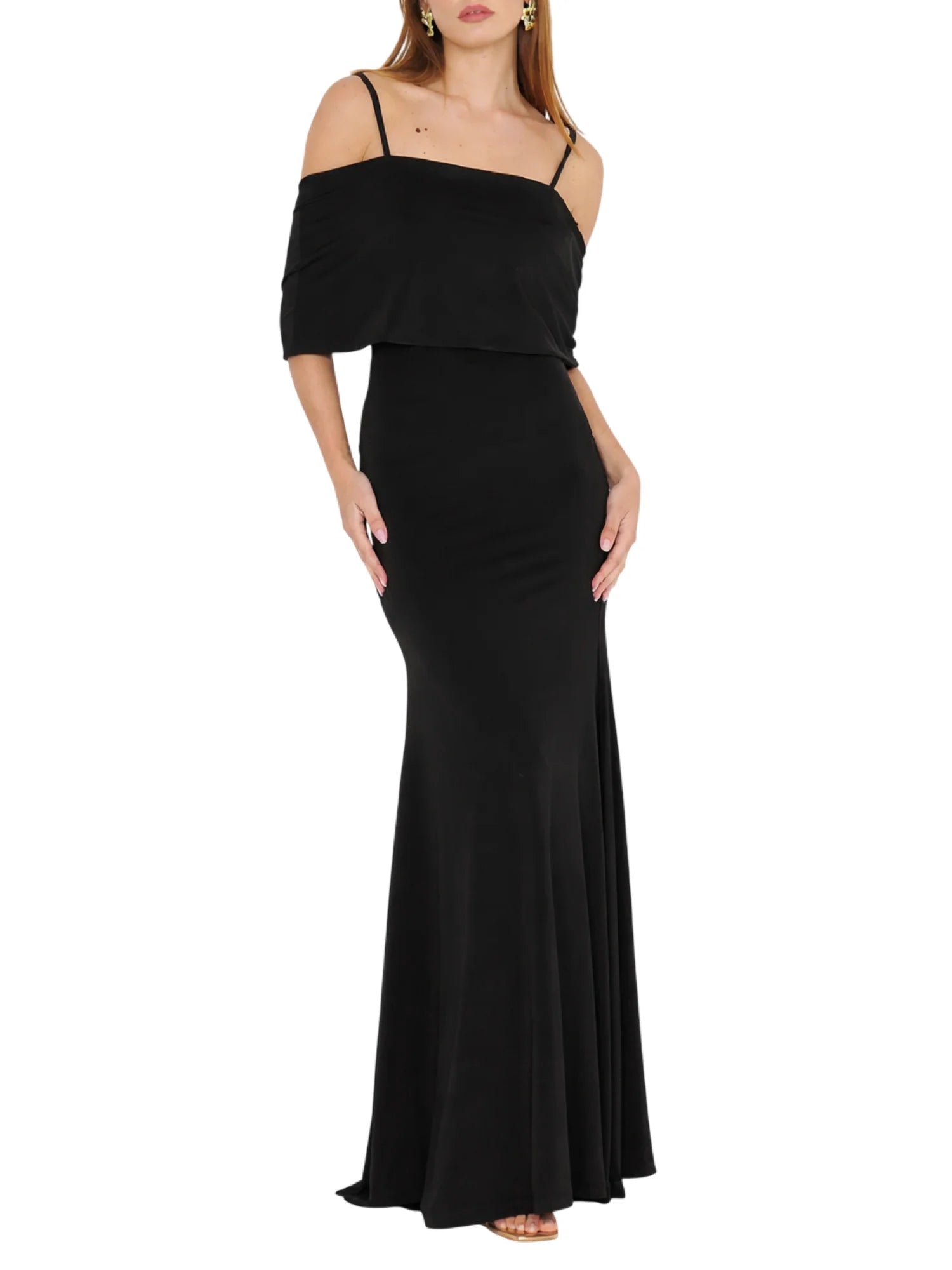 Silence abito lungo Envy in tessuto stretch nero SD9064 BLACK SILENCE 