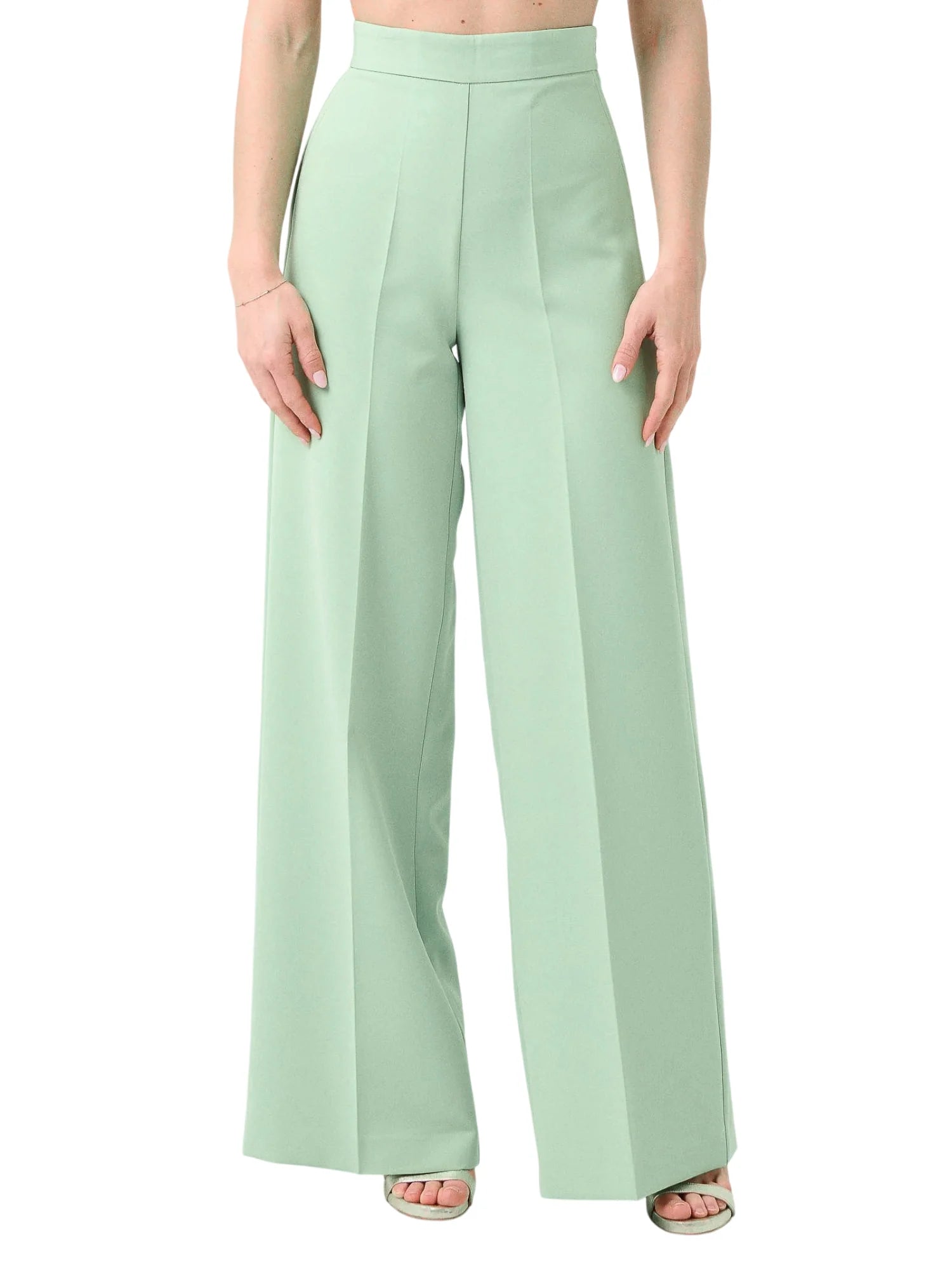 Silence pantaloni palazzo vita alta donna Column verde menta SLPA019KEY DUSTY MINT SILENCE 