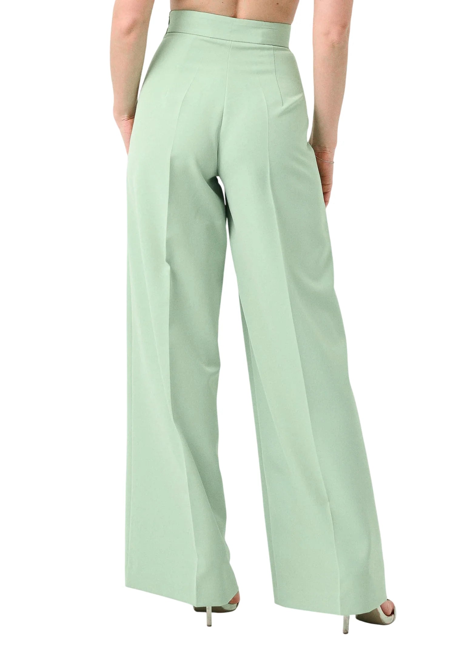 Silence pantaloni palazzo vita alta donna Column verde menta SLPA019KEY DUSTY MINT SILENCE 