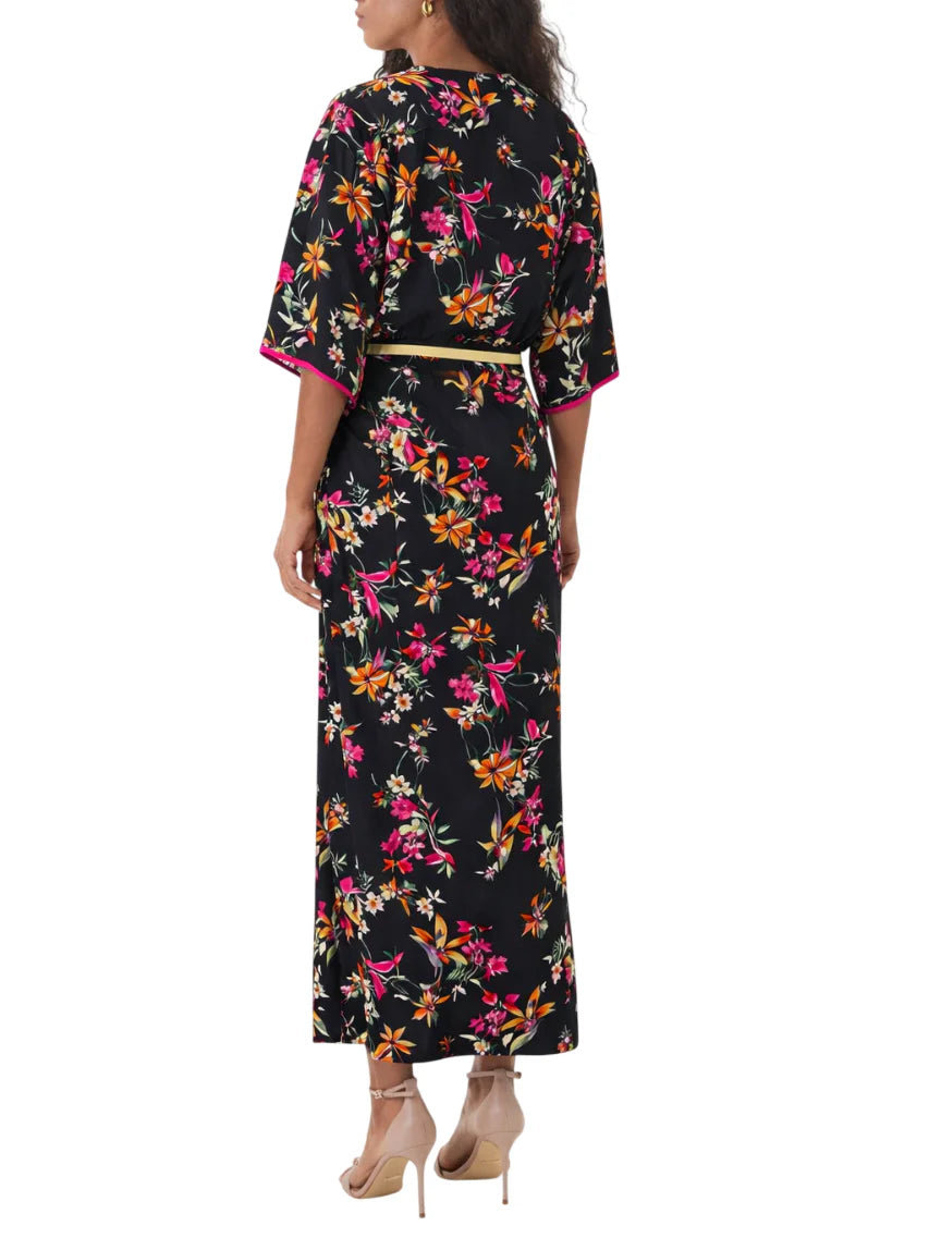 Simona Corsellini abito midi kimono in fantasia floreale nero P26CPAB01901 0003 SIMONA CORSELLINI 