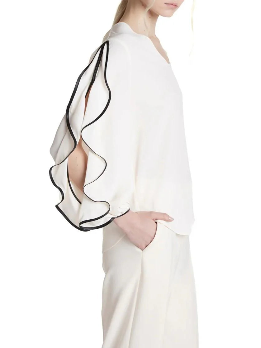 Simona Corsellini blusa misto seta con rouches avorio P26CPBL01001 0359 SIMONA CORSELLINI 