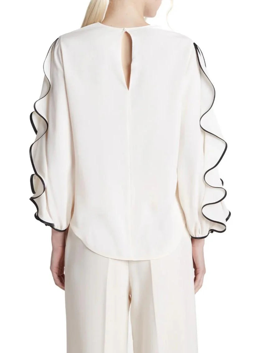 Simona Corsellini blusa misto seta con rouches avorio P26CPBL01001 0359 SIMONA CORSELLINI 