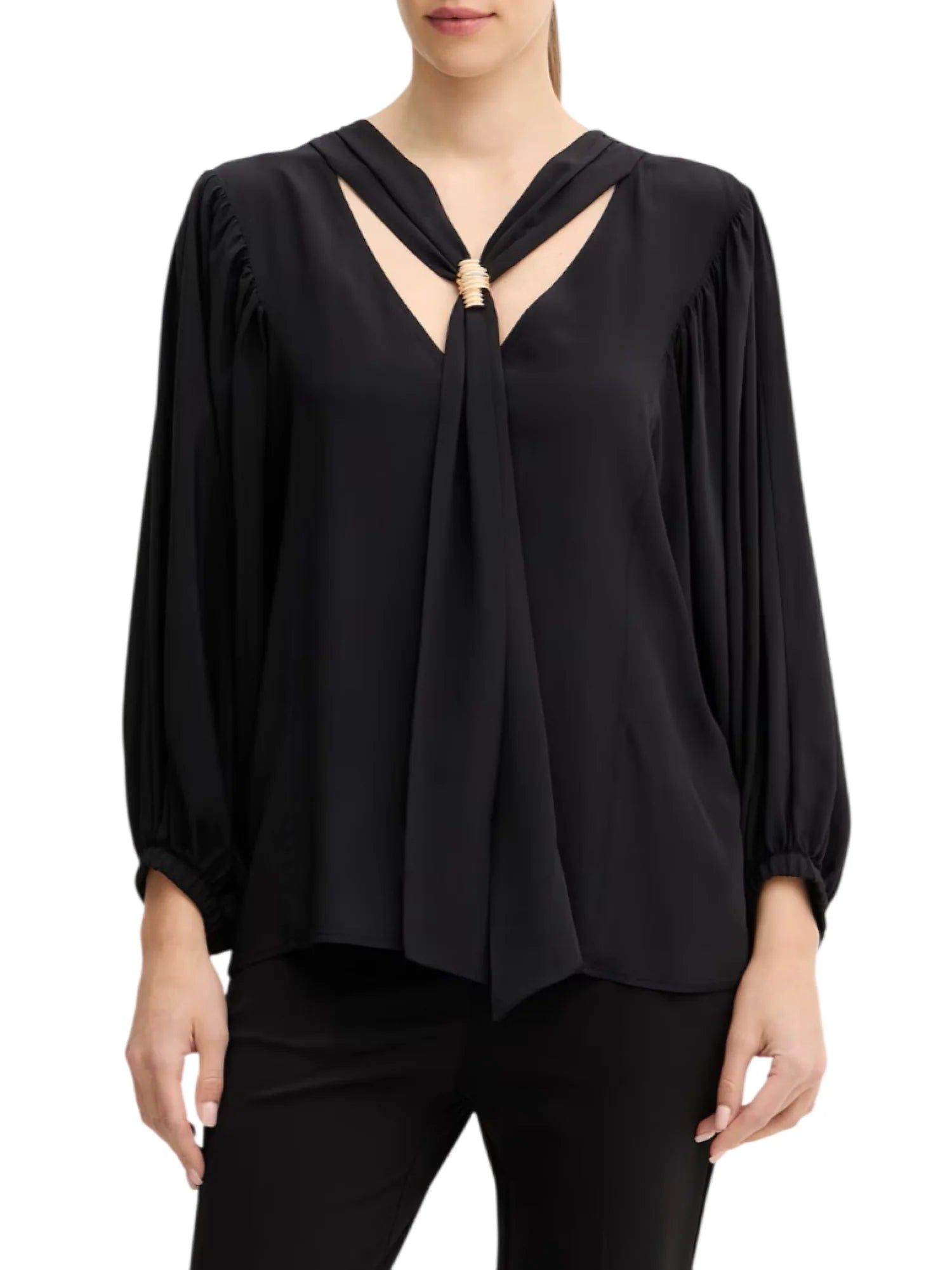 Simona Corsellini blusa con fusciacca misto seta nero P26CPBL01301 0003 SIMONA CORSELLINI 