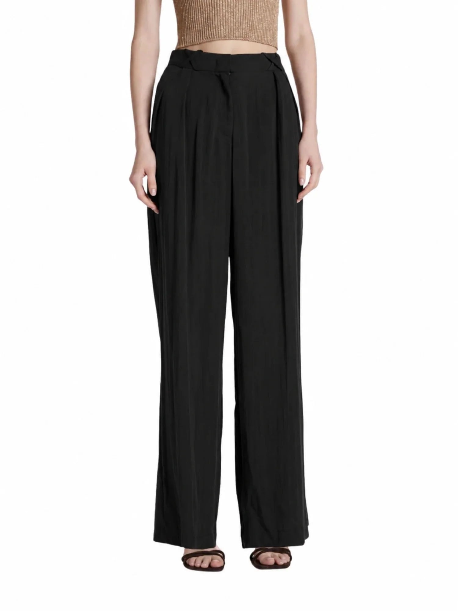 Simona Corsellini pantaloni gamba larga donna con pinces nero P26CPPA00601 0003 SIMONA CORSELLINI 