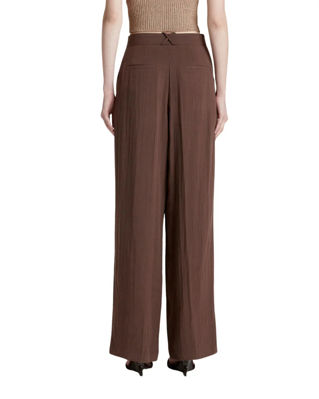 Simona Corsellini pantaloni gamba larga donna con pinces marrone P26CPPA00601 0771 SIMONA CORSELLINI 