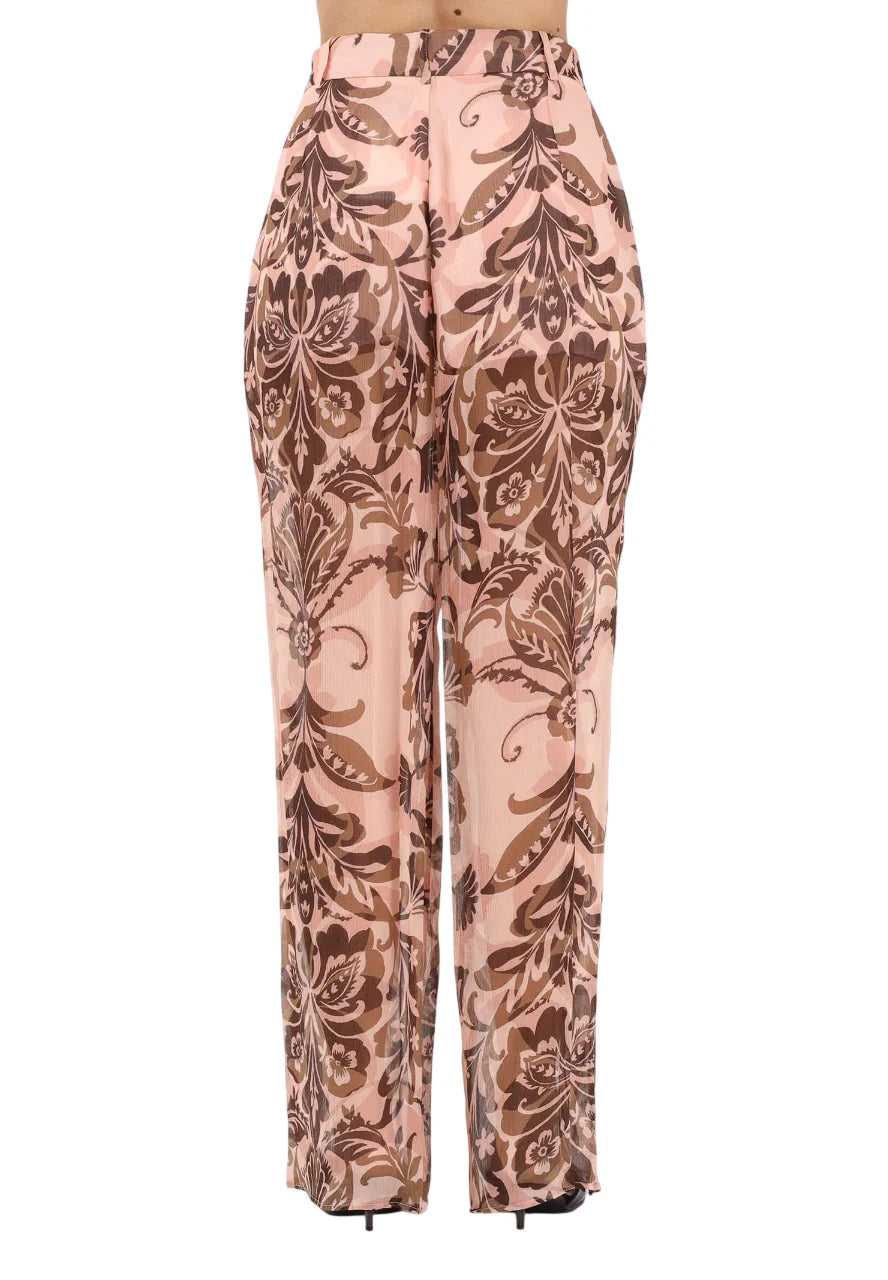 Simona Corsellini pantaloni palazzo in fantasia rosa beige P26CPPA02501 0697 SIMONA CORSELLINI 
