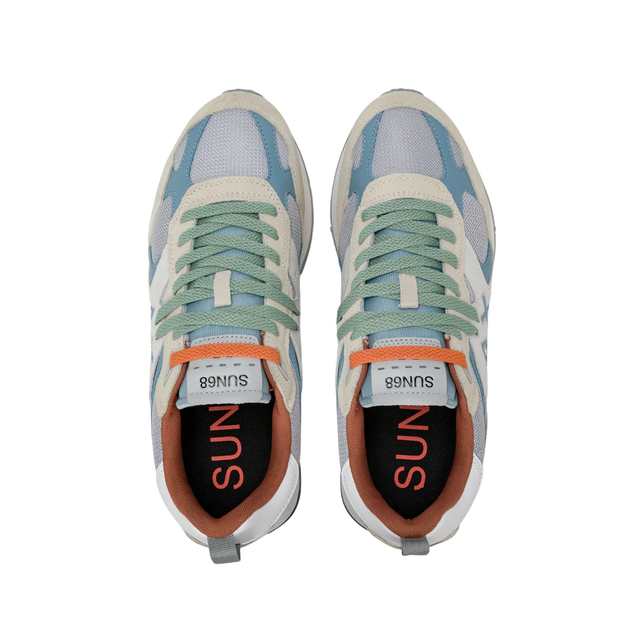 Sun68 sneakers uomo Jaki Outdoor in suede e mesh panna ecrù Z36118 BIANCO PANNA SUN68 