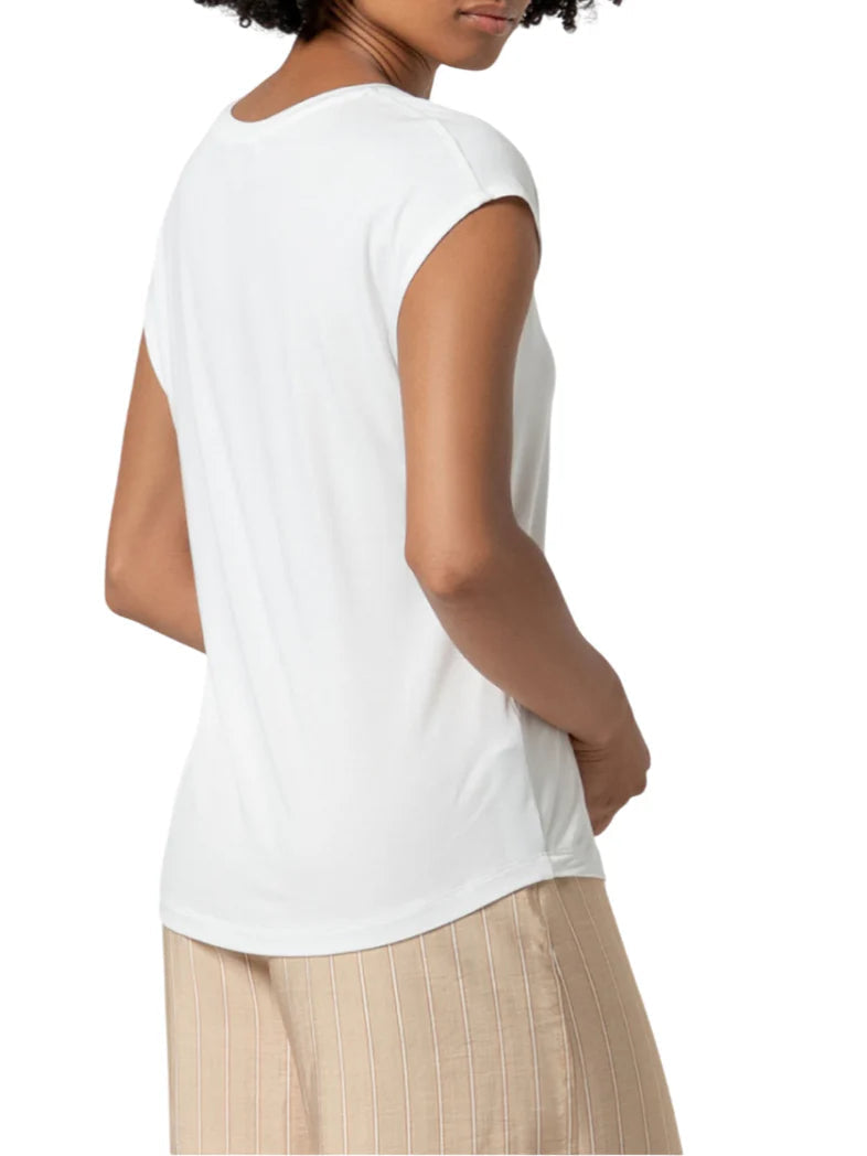 Surkana T-shirt in viscosa scollo a V panna 516BABO014 01 SURKANA 