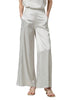 Surkana pantaloni wide leg donna in raso grigio perla