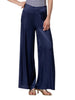 Surkana pantaloni wide leg donna in raso blu