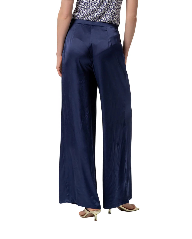 Surkana pantaloni wide leg donna in raso blu 516HIEN523 97 SURKANA 