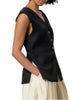 Surkana gilet donna misto lino nero