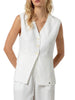 Surkana gilet donna misto lino bianco