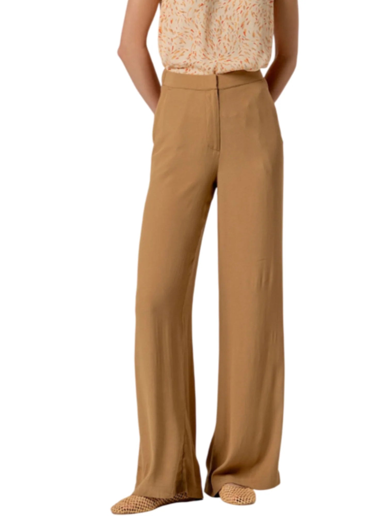 Surkana pantaloni palazzo in viscosa color cammello 526BALI523 04 SURKANA 