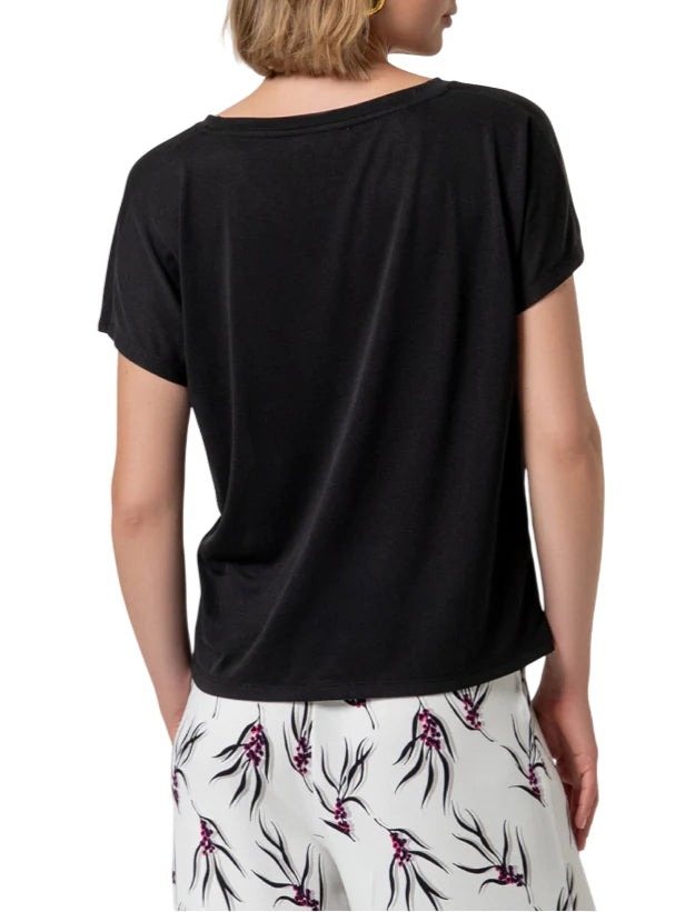 Surkana T-shirt scollo a V donna nero 526BAMO015 00 SURKANA 