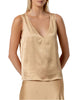 Surkana top in raso scollo a V beige