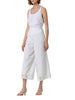 Surkana pantaloni wide leg crop con dettagli crochet bianco
