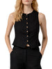 Surkana gilet donna in viscosa e lino nero
