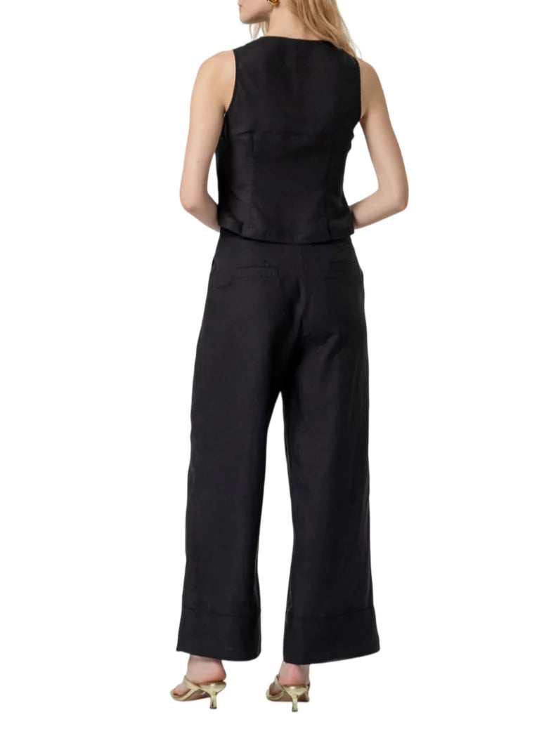 Surkana pantaloni gamba larga misto lino nero 526NAPE525 00 SURKANA 