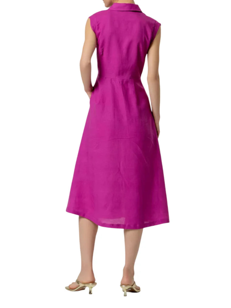 Surkana abito midi chemisier misto lino fucsia 526NAPE728 32 SURKANA 