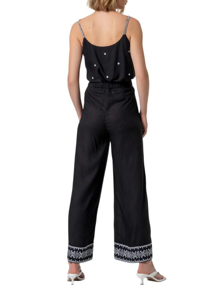Surkana pantaloni wide leg con ricami nero 526UTEM524 00 SURKANA 