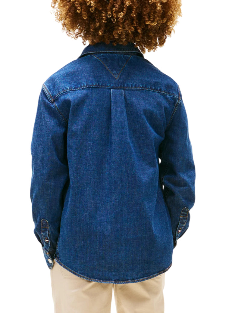 Tommy Hilfiger camicia in denim bambino lavaggio blu KB0KB10069 1CD Tommy Hilfiger 
