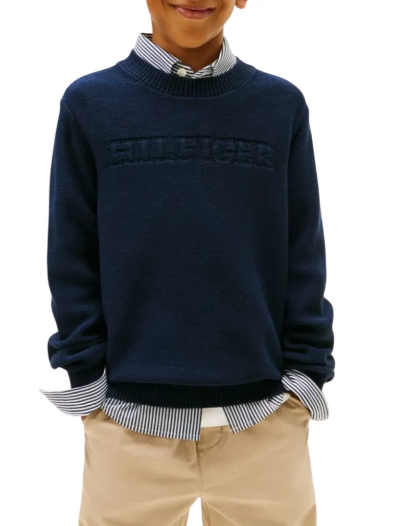 Tommy Hilfiger maglia bambino con logo jacquard blu KB0KB10070 C1G Tommy Hilfiger 
