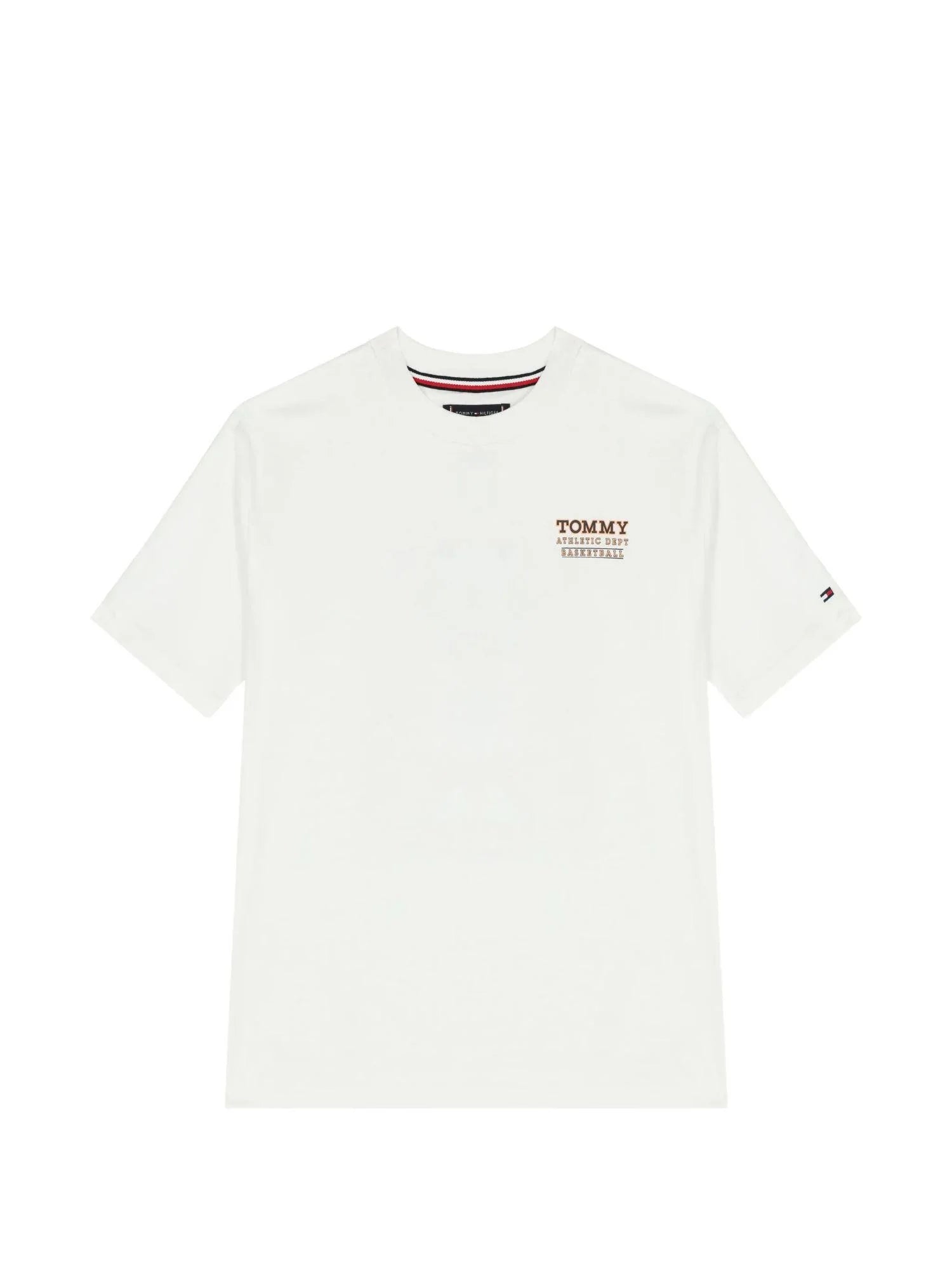 Tommy Hilfiger T-shirt bambino in jersey con stampe basketball bianco KB0KB10194 YBR Tommy Hilfiger 