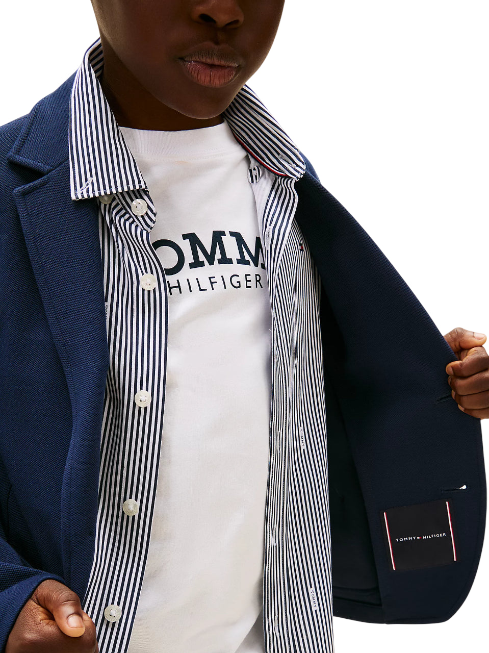 Tommy Hilfiger giacca blazer bambino in piquè blu KB0KB10326 C1G Tommy Hilfiger 