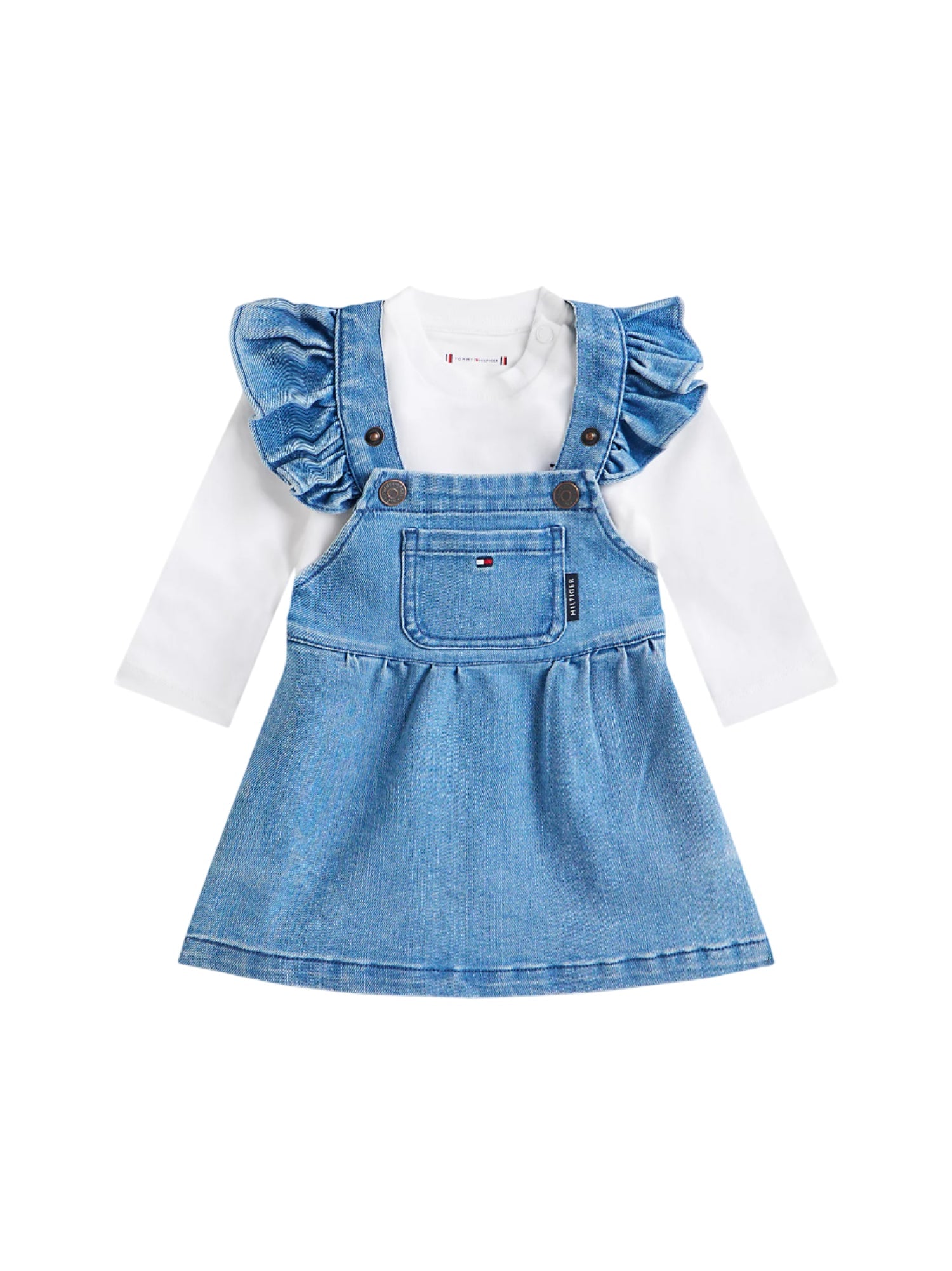 Tommy Hilfiger abito salopette neonata in denim blu KN0KN02200 1A4 Tommy Hilfiger 