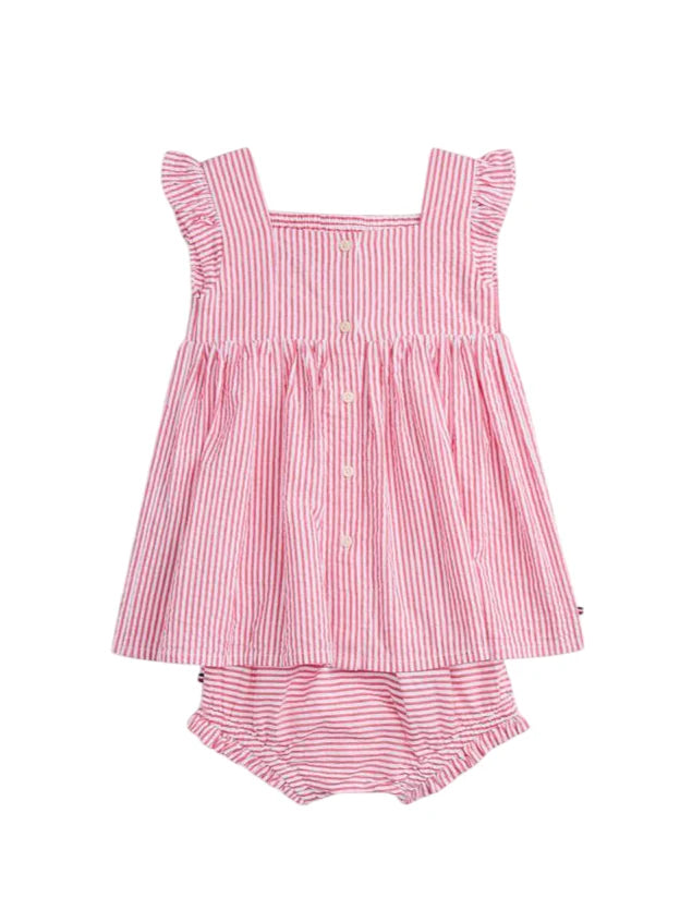 Tommy Hilfiger abito neonata in cotone a righe rosso bianco KN0KN02370 XK3 Tommy Hilfiger 