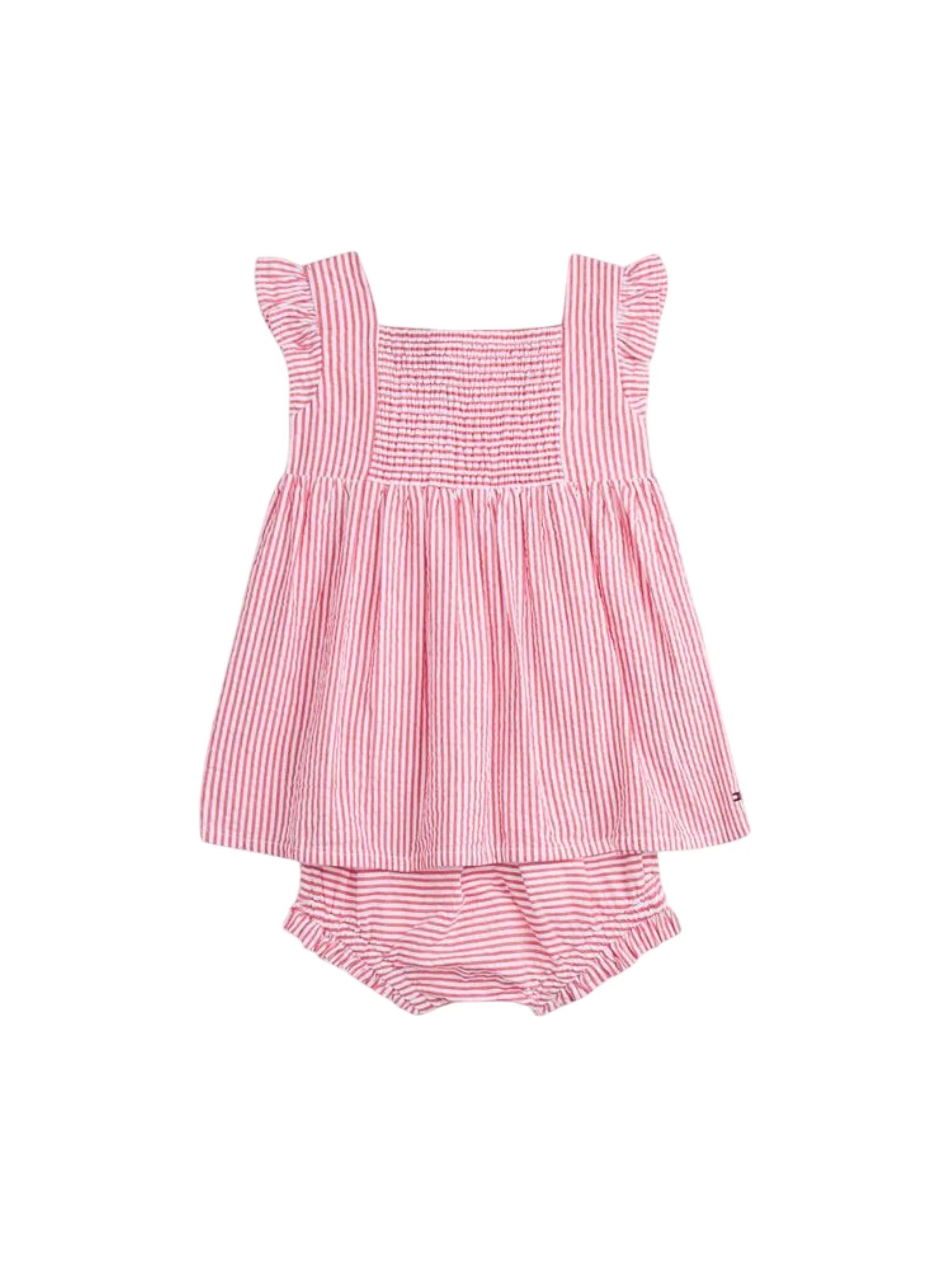 Tommy Hilfiger abito neonata in cotone a righe rosso bianco KN0KN02370 XK3 Tommy Hilfiger 
