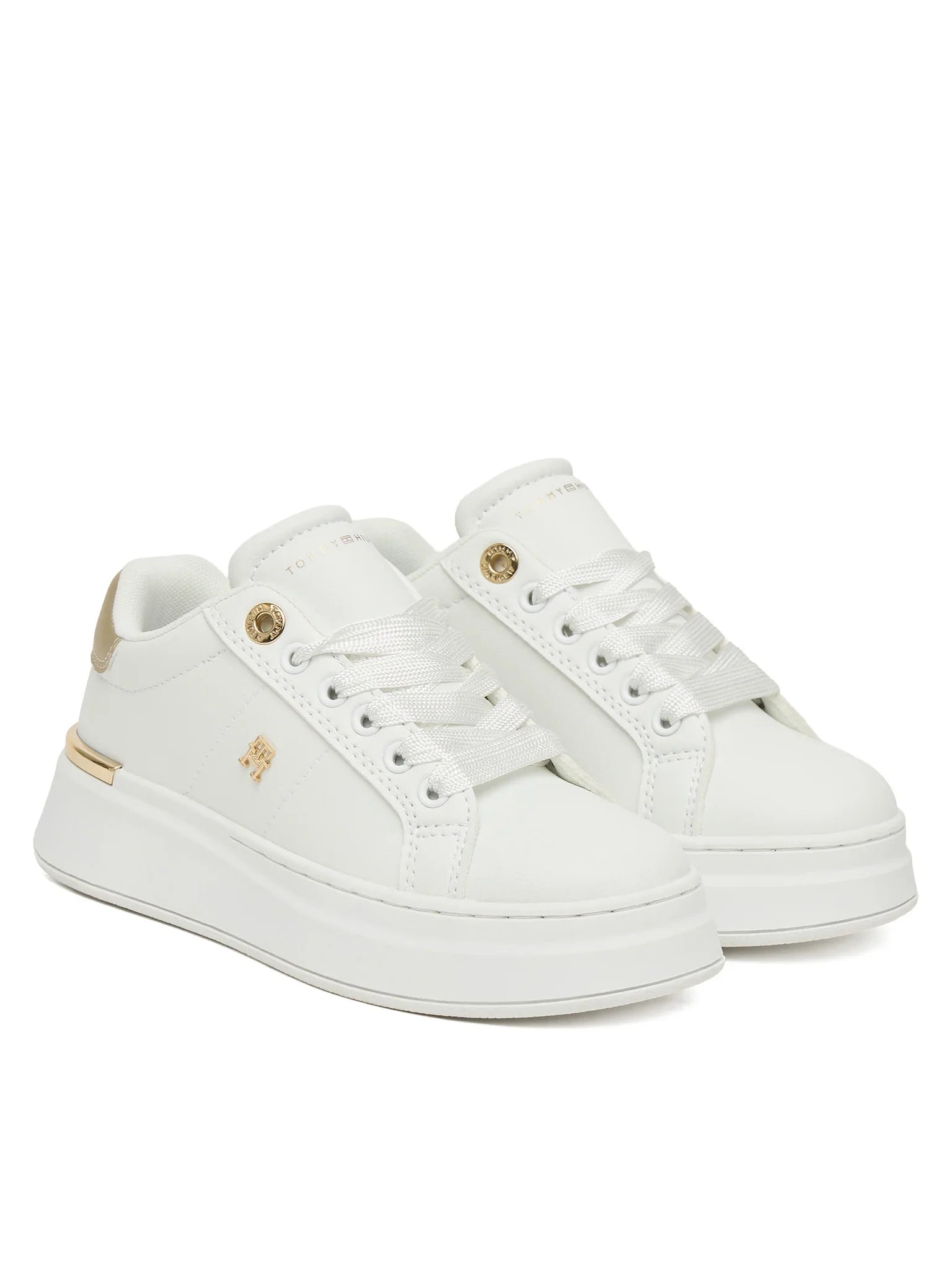 Tommy Hilfiger sneakers bambina in ecopelle bianco oro T3A9-34253-1355 X048 Tommy Hilfiger 