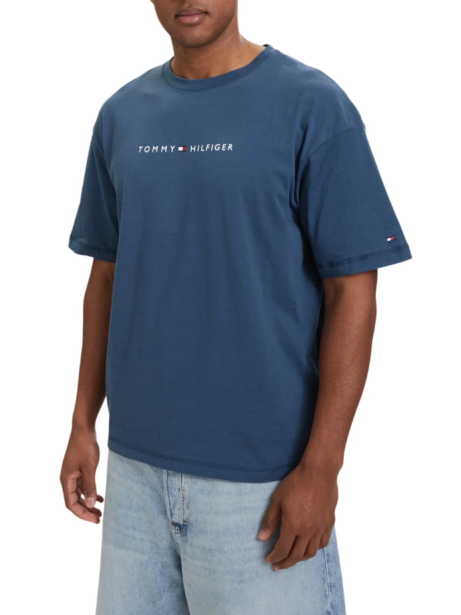 Tommy Hilfiger T-shirt manica corta uomo con logo indaco UM0UM03643 DBZ Tommy Hilfiger 