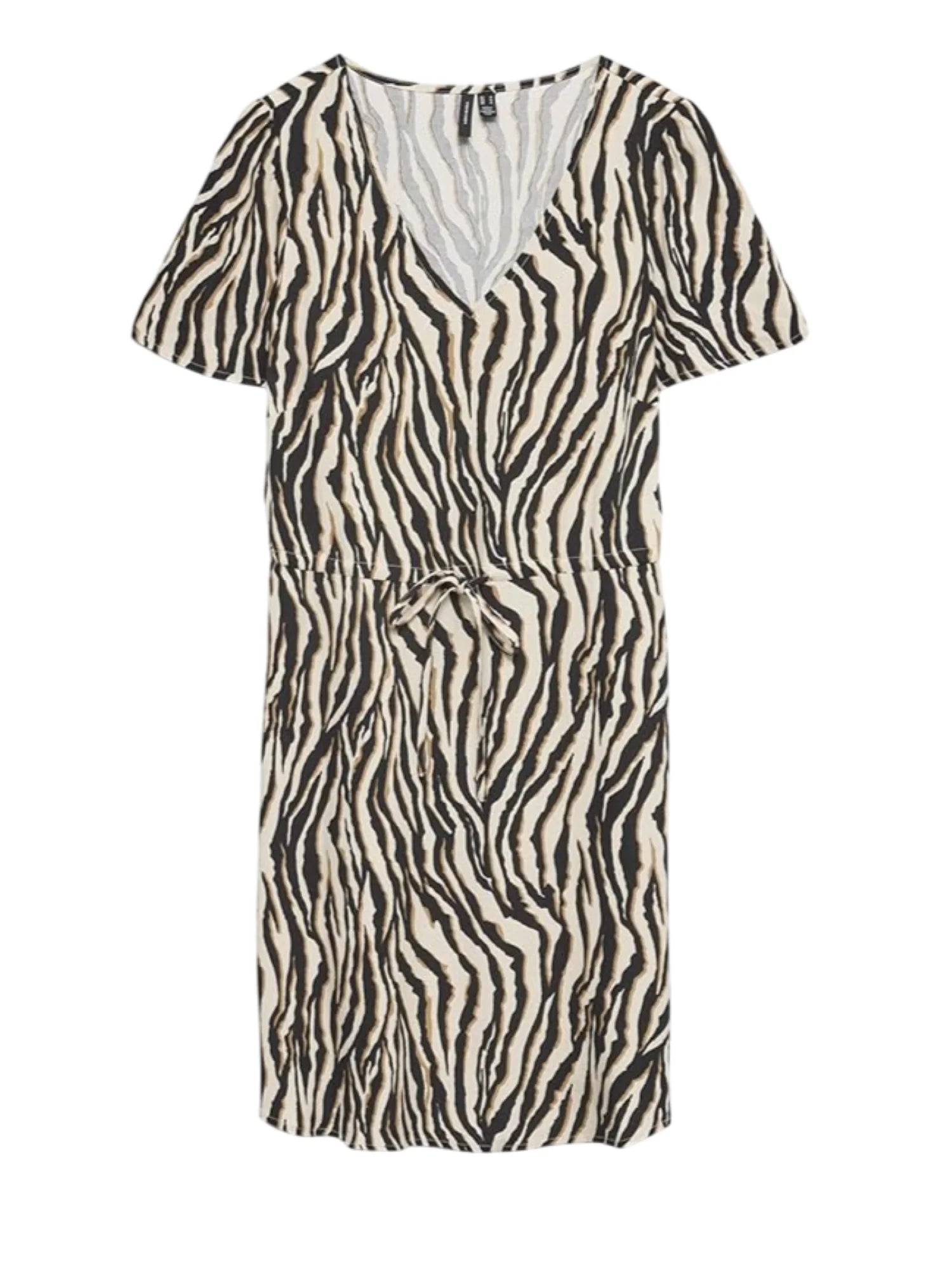 Vero Moda abito corto in viscosa stampa animalier beige nero 10307990 OATMEAL DOLLY VERO MODA 
