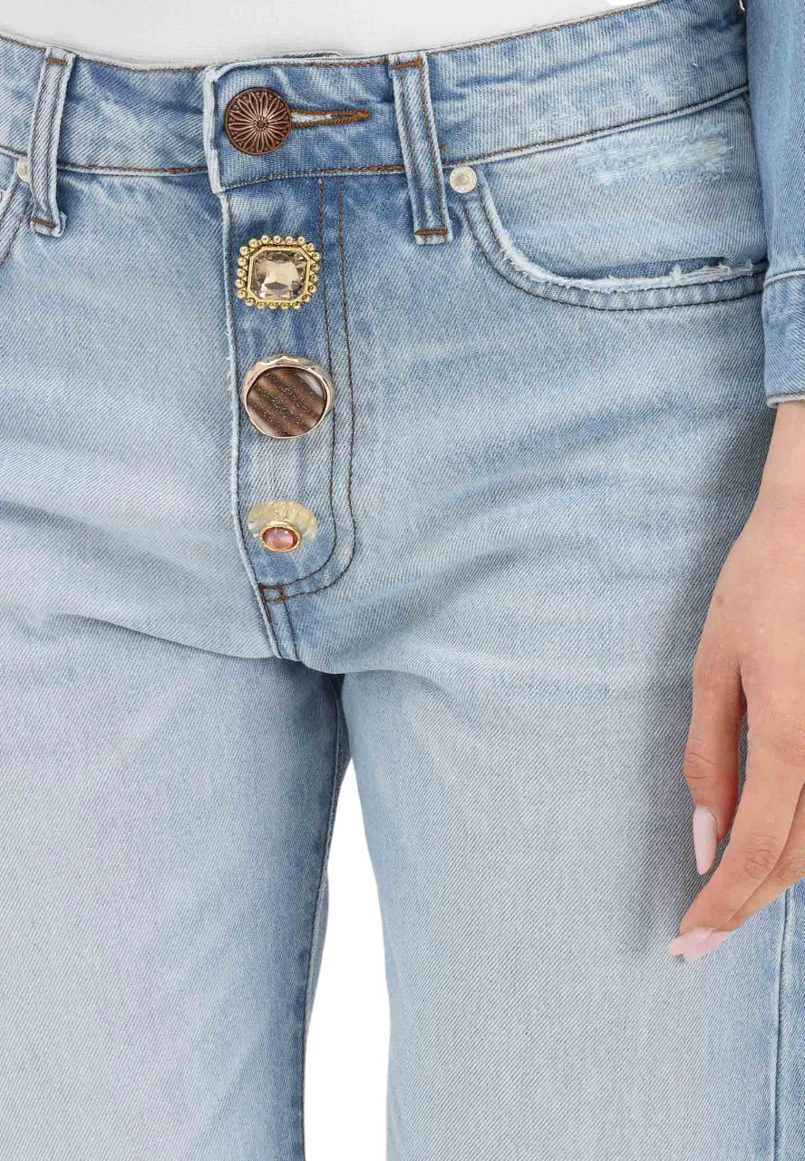 Vicolo jeans Zoe slim con bottoni gioiello lavaggio blu DAB5106 LAV.CHIARO VICOLO 