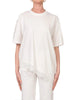 Vicolo T-shirt manica corta asimmetrica con pizzo panna