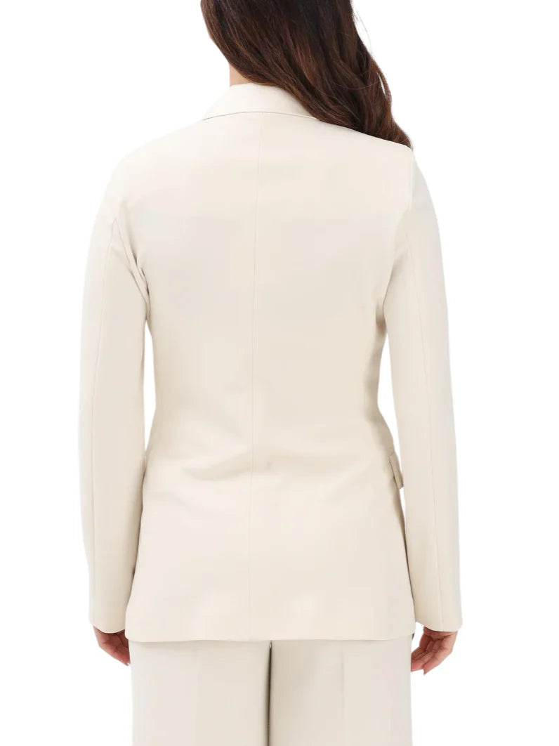 Vicolo giacca doppiopetto con dettagli satin bianco latte TAB0031 LATTE VICOLO 