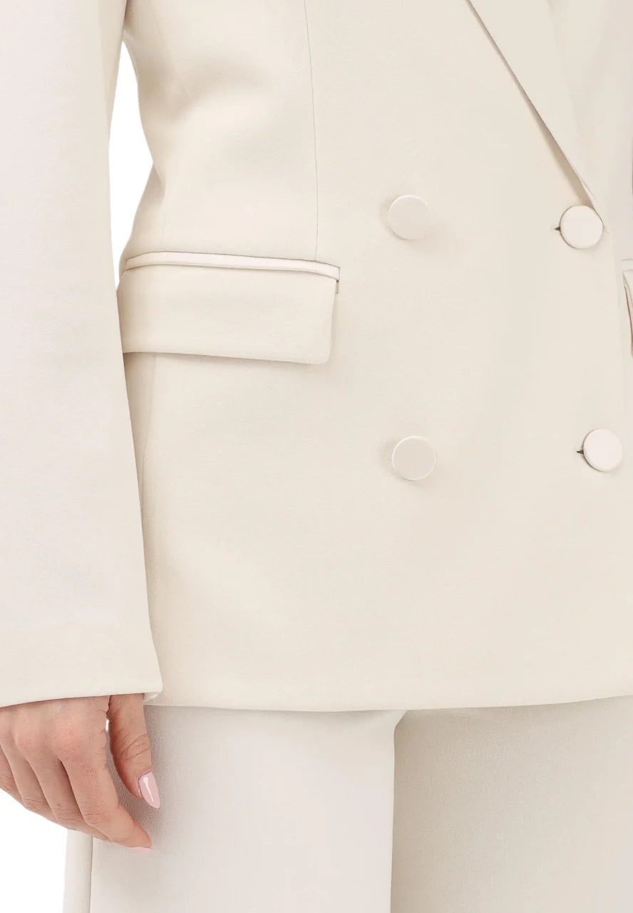 Vicolo giacca doppiopetto con dettagli satin bianco latte TAB0031 LATTE VICOLO 